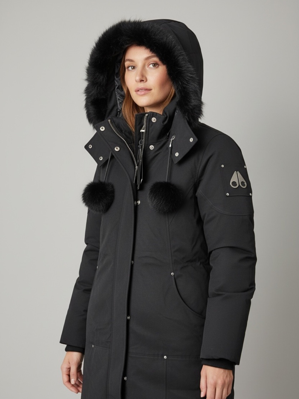 Moose Knuckles Canada Black Down Filled Fur Trim Parka NWT size L